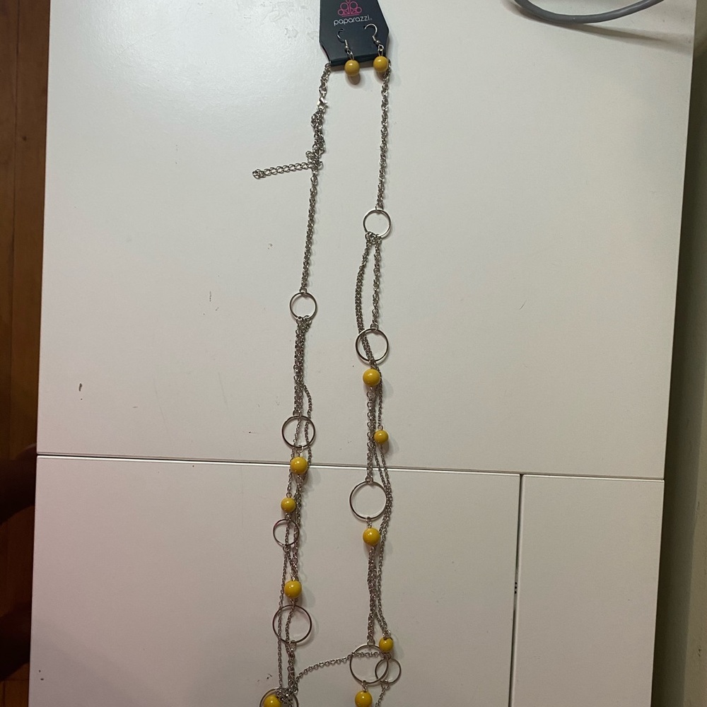 Carefree Silver & Yellow Necklace & Earrings